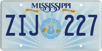 MS license plate ZIJ227