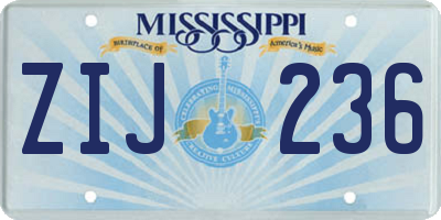 MS license plate ZIJ236