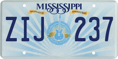 MS license plate ZIJ237