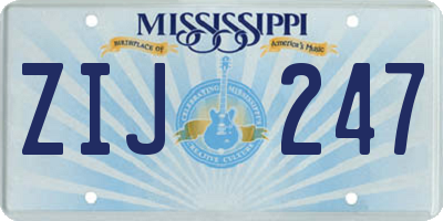 MS license plate ZIJ247