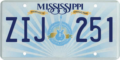 MS license plate ZIJ251