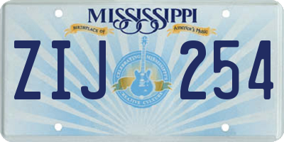 MS license plate ZIJ254