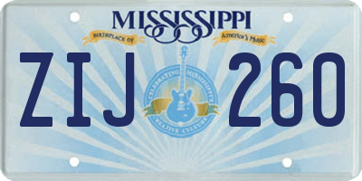 MS license plate ZIJ260