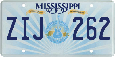 MS license plate ZIJ262