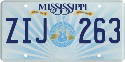 MS license plate ZIJ263