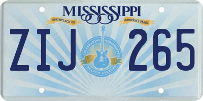 MS license plate ZIJ265