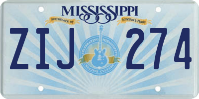 MS license plate ZIJ274