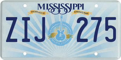 MS license plate ZIJ275