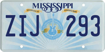 MS license plate ZIJ293