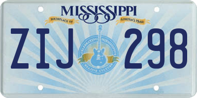 MS license plate ZIJ298