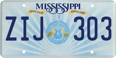 MS license plate ZIJ303