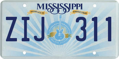 MS license plate ZIJ311