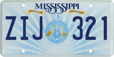 MS license plate ZIJ321