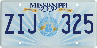 MS license plate ZIJ325