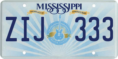 MS license plate ZIJ333