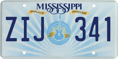 MS license plate ZIJ341