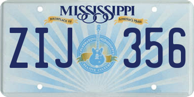 MS license plate ZIJ356