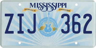 MS license plate ZIJ362