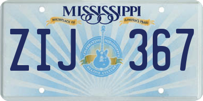 MS license plate ZIJ367