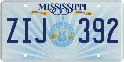 MS license plate ZIJ392