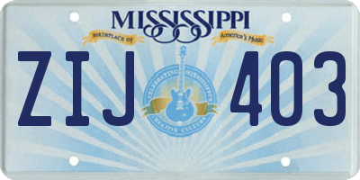 MS license plate ZIJ403