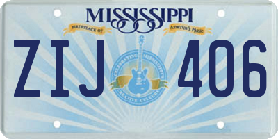 MS license plate ZIJ406