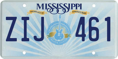 MS license plate ZIJ461