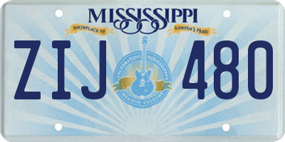 MS license plate ZIJ480