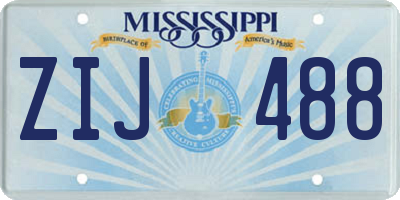 MS license plate ZIJ488