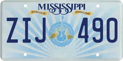 MS license plate ZIJ490