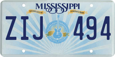 MS license plate ZIJ494