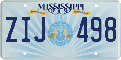 MS license plate ZIJ498