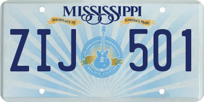 MS license plate ZIJ501