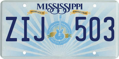 MS license plate ZIJ503