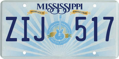 MS license plate ZIJ517