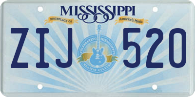 MS license plate ZIJ520