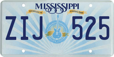 MS license plate ZIJ525