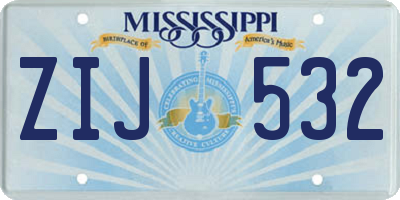 MS license plate ZIJ532