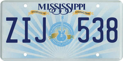 MS license plate ZIJ538