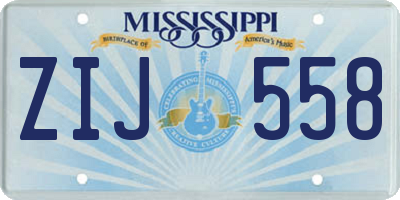 MS license plate ZIJ558