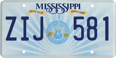 MS license plate ZIJ581