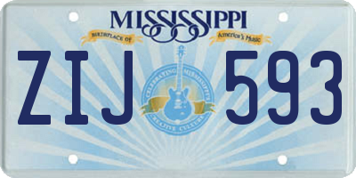 MS license plate ZIJ593