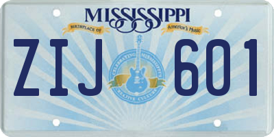 MS license plate ZIJ601