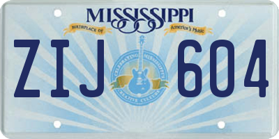 MS license plate ZIJ604