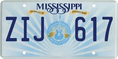 MS license plate ZIJ617