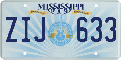 MS license plate ZIJ633