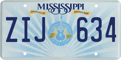 MS license plate ZIJ634