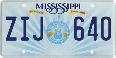 MS license plate ZIJ640