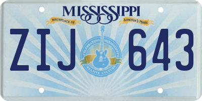 MS license plate ZIJ643