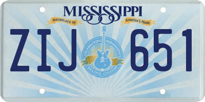 MS license plate ZIJ651